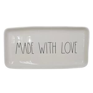 RAE DUNN ARTISAN COLLECTION “MADE WITH LOVE” CERAMIC SERVING PLATTER – 14" × 7"